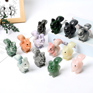 Vente en gros de sculptures d'animaux en pierre de quartz naturelle, sculptures de cristaux d'écureuils mignons pour la décoration de la maison - Product Image 4