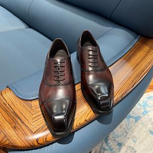 Chaussures Oxford formelles pour hommes, style rétro britannique, fabriquées à la main, en cuir Valentina, respirantes, légères, semelle en caoutchouc - Product Image 6