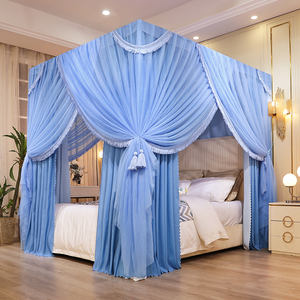 Nouveau Double Couche Moustiquaire <span class=keywords><strong>Lit</strong></span> Auvent Princesse Style Lumière Blocage Anti-Poussière Épaissie Renforcé Triple Ouverture - Product Image 4