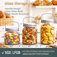 Bocaux de conservation en verre transparent grande capacité pour la vente en gros, pots de fermentation et de marinade pour la cuisine avec poignée portable pour usage domestique