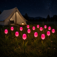 Lampu Bunga Tulip Artifisial Tahan Air IP65 untuk Luar Ruangan dengan LED, Tinggi Dapat Disesuaikan, Lampu Bunga Plastik untuk Dekorasi Natal