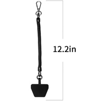 Porte-clés en fil téléphonique avec attache de sécurité, lanière élastique en PU pour téléphone portable avec patch