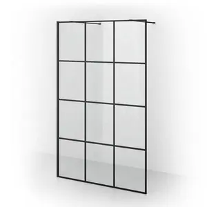 Black Aluminum Framed Corner Shower Screen Walk In Shower Fixed Glass Door Bathroom Pod