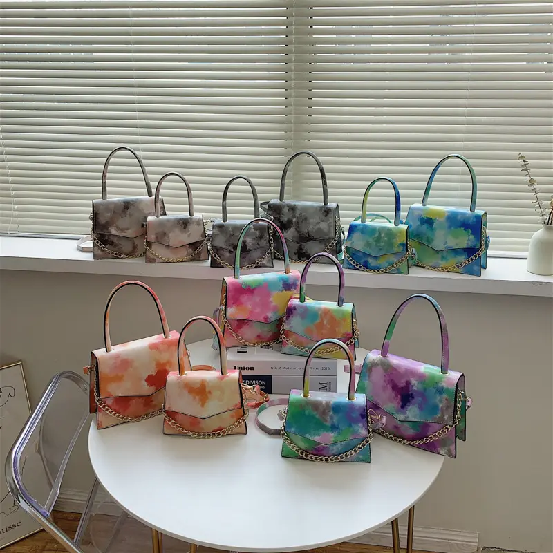 Alibaba Tas Selempang Kulit PU Penjualan Laris Tas Tangan dan Tas Tangan Wanita Tie-Dye