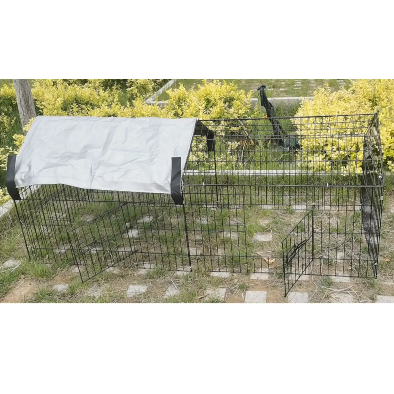 Cage de poulailler de lapin en maille soudée en poudre noire/cage australienne pour animaux de compagnie