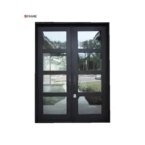 Aluminium Double Glass Dutch Lowes Interior Doors With Glass Inserts Luxury Door Handles Interior Glass Door