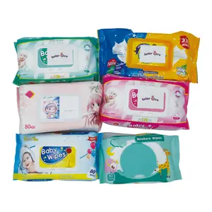 Lenços umedecidos para bebês sem cheiro, lenços umedecidos com água 99,9% pura 60 80 100 120 Ct para supermercados