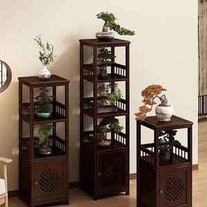 Nuevo soporte cuadrado para flores de bambú y madera de estilo chino, estante de suelo de varias capas, estante de almacenamiento para sala de estar, soporte para flores de interior. - Product Image 1