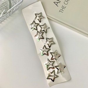 Venta al por mayor de fábrica Y2K Silver Star Hairclip 10 unids/set dulce flor de cinco puntas horquillas de Metal 5cm flequillo lateral Hairclip - Product Image 3