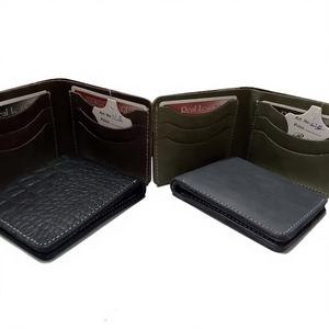 Portefeuille de poche en cuir de vache pour hommes, fermeture à glissière, Vintage, à la mode, pour affaires, court W2 - Product Image 1