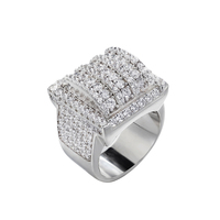 Nouvelle conception Bague Hip Hop pour homme en argent sterling 925, sertie de zircon et de diamants de synthèse, style Iced Out Bling