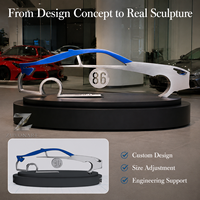 Sculpture de voiture personnalisée en acier inoxydable, artisanat métallique, finition brossée, décoration durable sur mesure pour hôtel, salle d'exposition, bureau, exposition