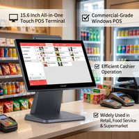 Système de point de vente tactile Windows 15,6 pouces en gros, terminal de restaurant intégré, caisse enregistreuse tout-en-un