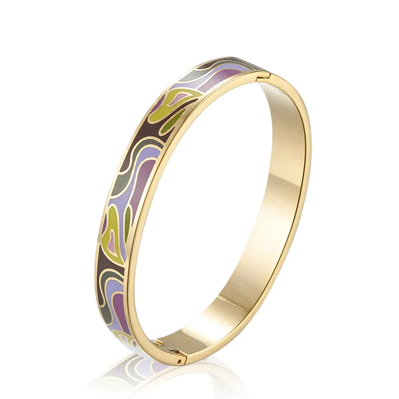 Bracelet coloré de luxe pour femmes, bijou en émail plaqué or 18K, set de lunette d'anniversaire, nouvelle tendance