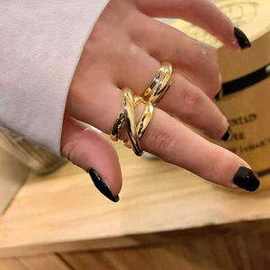 Anillo de plata de primera ley con forma de cruz para mujer, sortija, plata esterlina 925, estilo retro antiguo, liso, versátil - Product Image 5