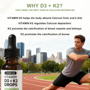 OEM Vegan 1000lU Vitamin D3 + K2 cairan 200mcg Vitamin K2 Vitamin D3 tetes dengan <span class=keywords><strong>MCT</strong></span> suplemen minyak kelapa untuk kesehatan tulang jantung - Product Image 4