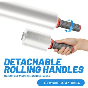 X-<b>Wrap</b> Stretch <b>Wrap</b> 15 In X 1000 Ft With 2 Mini Rolls 4 In X 400 Ft Universal Handle Safety Cutter 1800 Ft Total - Product Image 3