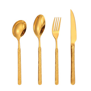 Stainless Steel Western Cutlery Set Gold Lava Texture Knife Fork Spoon Steak <b>Coffee</b> Dessert Hotel Use - Product Image 5