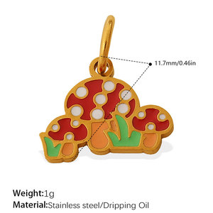 Dijes de Hongo Esmaltados de Acero Inoxidable 316L con Baño de Oro de 14k 18k, Personalizados DIY de Lujo para la Fabricación de Joyas, Collares y Pulseras - Product Image 6
