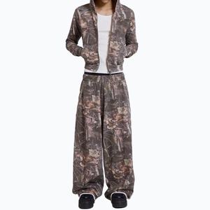 Sweat à capuche épais et lourd, 100% coton, personnalisé, de haute qualité, imprimé motifs de branches de forêt, coupe ajustée, avec fermeture éclair - Product Image 5