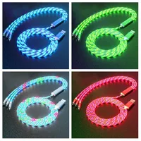 Câble USB 3 en 1 lumineux à LED pour téléphone, chargeur rapide, câble lumineux de type C pour Xiaomi iPhone, accessoires pour téléphone