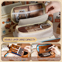 Trousse à crayons en forme d'animal de dessin animé, grande capacité, pochette de papeterie pliable multicouche pour enfants, étudiants, fournitures scolaires