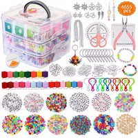 Kit de fabrication de bijoux DIY à 3 étages, kit de perles, collier/bracelet/boucles d'oreilles, accessoires, porte-clés, pendentif