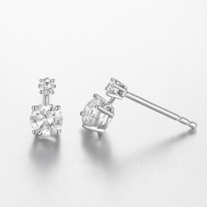 Classic 14K Solid White Gold 0.58ct Round Brilliant Lab Grown Diamond Dangle <b>Earrings</b> | Round Brilliant Cut Lab Created Diamond - Product Image 1