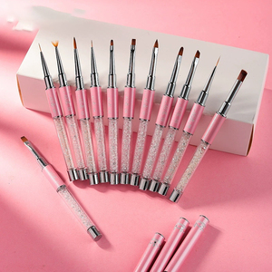 Pinceau à ongles en gel UV à poils plats en nylon pour la décoration florale linéaire avec couvercle, outil de manucure pour salon de beauté - Product Image 6