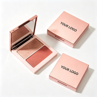Palette de maquillage en poudre Duo Blush Highlighter 2-en-1 en gros, végane, longue tenue, éclatante, pour les joues, avec logo personnalisé