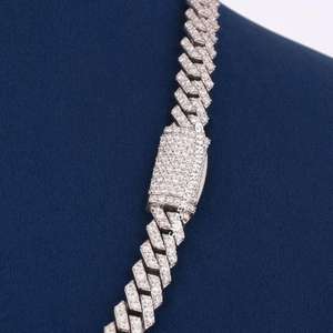 Collier en argent sterling 925 avec diamant cultivé en laboratoire, design classique moderne de luxe, élégant, unisexe, cadeau de mariage, bijoux - Product Image 1