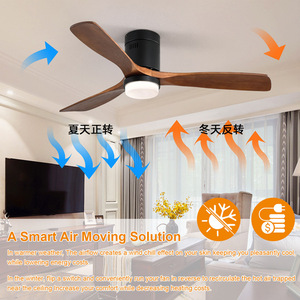 Ceiling Fan Light With Solid Walnut Blades Led Light Flush Mount For Living Room Bedroom - Product Image 4