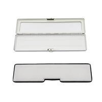 Boîte métallique longue 200x50x17mm avec fermeture à bouton-poussoir, fenêtre transparente, conteneur de présentation pour diamants en vrac, étui à gemmes double face en mousse pour exposition