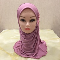 Logo personnalisé arabe musulman Hijab deux fleurs polyester 2-7 ans enfants bébé fille foulards musulman Hijab