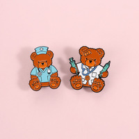 Lot de badges épingles à revers en émail souple Ours Brun pour médecins et infirmières, thème médical, pour les professionnels de la santé
