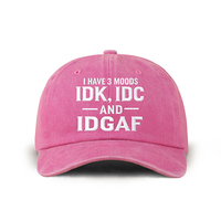 Gorra de Béisbol de Estilo Vintage, de Mezclilla, de 6 Paneles y Ala Rígida, Bordada con la Frase 'I HAVE 3 MOODS' ('I DK, I DC y I DGAF'), Personalizable