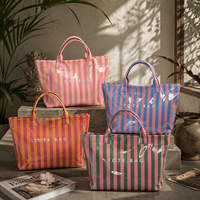 Sac fourre-tout sophistiqué en PVC rayé, imperméable, doux, élégant, léger, avec bouton magnétique, simplicité urbaine, été, automne, hiver