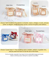 Boîte à cadeaux personnalisée pour mariage, boîte artisanale avec ruban, fleur, PVC transparent givré, boîte à bonbons carrée avec logo personnalisé, tailles personnalisables