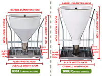 QP QP-DAW80 Équipement pour ferme porcine, nouveaux mangeoires automatiques en acier inoxydable PP réglables pour aliments secs et humides, capacité de 80 kg, sevrage des porcs, portables