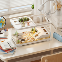 Terrarium pour reptiles entièrement scellé, avec plateforme de basking, durable, pour gecko, serpent, décoration de bureau, compatible OEM/ODM.