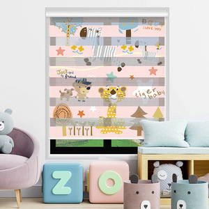 Habitación infantil Impresión digital 3D Día y Noche Elefante arcoíris Persianas enrollables de cebra transparente Tela <span class=keywords><strong>para</strong></span> sombreado de ventanas - Product Image 3