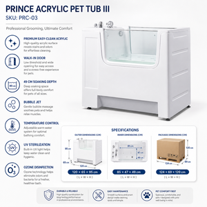 Exportation mondiale : Baignoire pour chien électrique de luxe en acrylique avec porte d'accès, robinet/pulvérisateur anti-colmatage avec filtre à poils pour salle de bain - Product Image 3