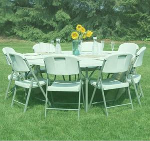 4 قدم 6 ft HDPE جولة الأبيض في الهواء الطلق شبه للطي البلاستيك طاولات حفلات - Product Image 5