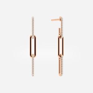14k Gold Paperclip Diamond Drop Earrings_ Lab Grown or Natural Diamonds - Product Image 4