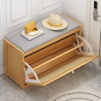Banco Moderno de Bambú Extensible y Duradero para Cambiar Zapatos, con 2 Estantes, para Sala de Estar, Entrada, Mueble para el Hogar, Capacidad para 11 Pares, Estilo Lujoso