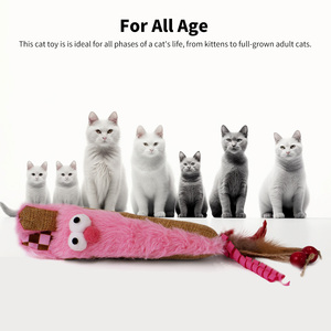 Jouet interactif en lin pour chat, motif lapin en peluche, avec plumes et herbe à chat, pour mordiller et mâcher, vente en gros - Product Image 3