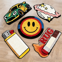 Tapis personnalisé en forme d'anime, design irrégulier tufté à la machine, tapis moelleux antidérapant, tapis tufté doux