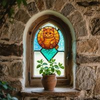 Attrape-soleil 2D en acrylique plaqué or, style verre teinté, ornement suspendu, motif artisanal imprimé pour décoration de fenêtre/mur, maison et jardin