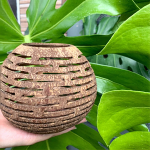 Eco2go Vietnam 100% Handicraft Eco-Friendly Coconut Shell Tea <b>Light</b> & Candle Holder Heat Resistant Durable Engraved Logo - Product Image 1