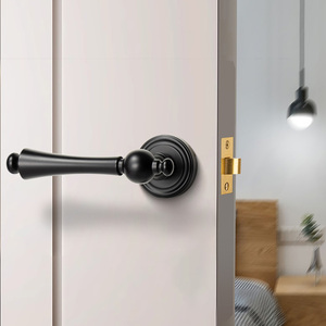 现代美式室内黄铜静音门锁轻型豪华拉丝金饰面卧室家用实心门把手 - Product Image 3